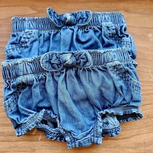 Blue Denim Bloomers/ Diaper Cover, 3-6m (Run Big)